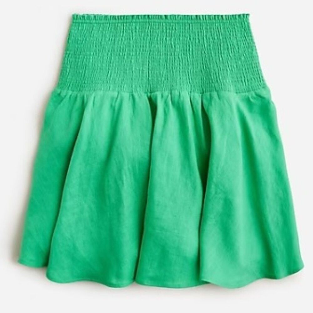 J.Crew Smocked-waist Linen Mini Skirt - Picture 2 of 6